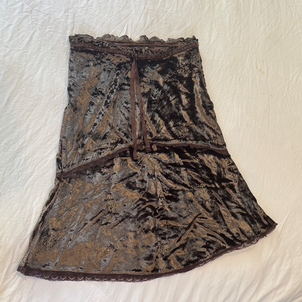 Vintage Brown Velvet A-Line Women’s Skirt